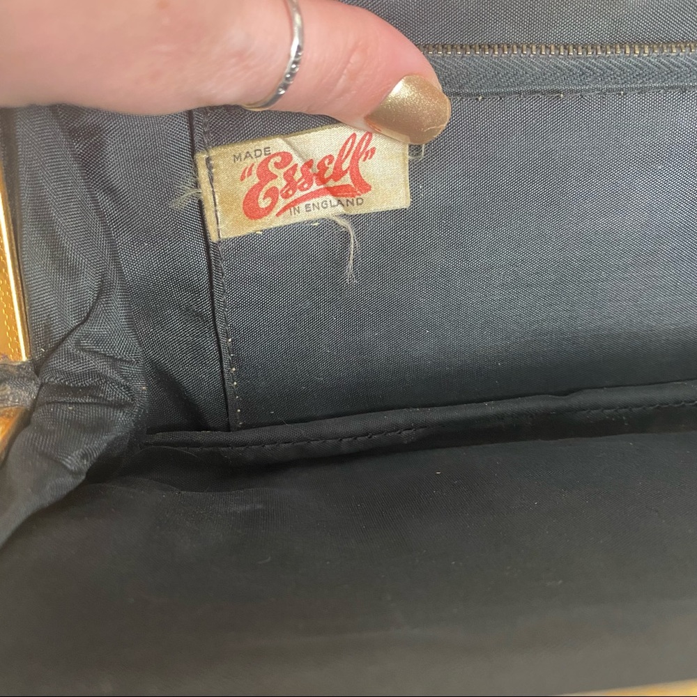Vintage‎ Essell England 50s Black Gold Hand Bag - Picture 8 of 14